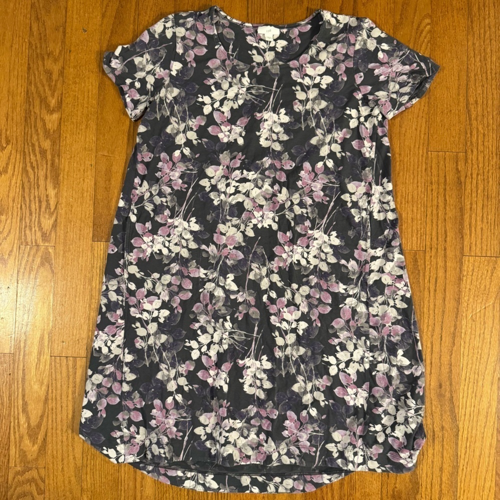 J. Jill Dark Floral Black Purple Dress Women’s Size M